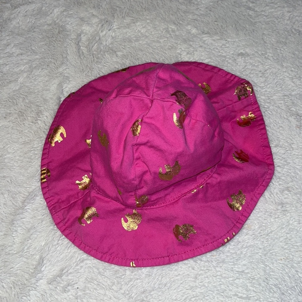 (3 for $10) Gymboree pink and gold elephant print sun hat 🐘